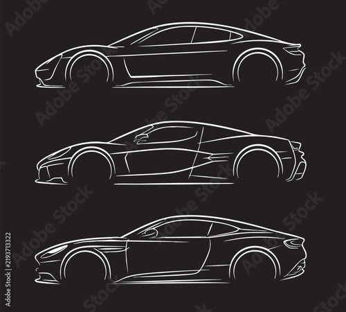 Modern Car Silhouette on black background