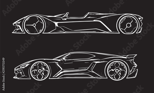 Modern Car Silhouette on black background