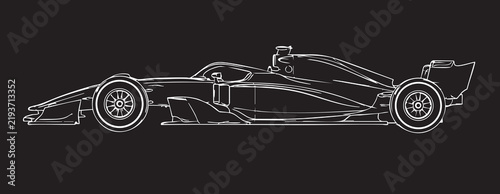 Formula 1 Car Silhouette on black background
