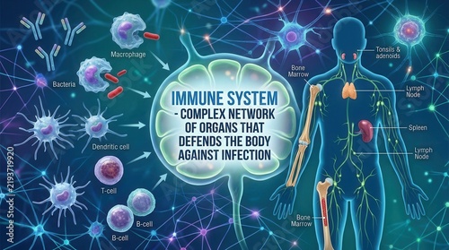 Human Immune System Defense Network Biology Medical Illustration