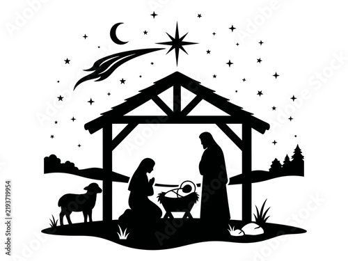 Nativity silhouette under Bethlehem star