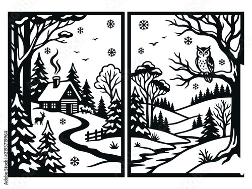 Pumpkin farm and sunflower split illustration