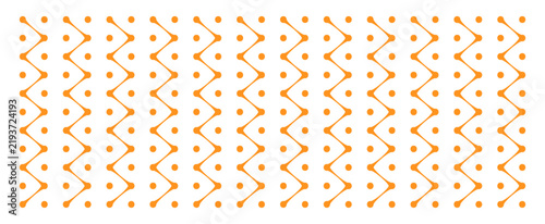 Connect metaball blob seamless pattern organic dots diagonal wave triangle arrow geometric minimal tech decorative background orange, vector illustration