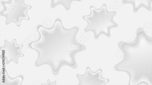 White and gray smooth star shapes with soft paper-like texture. Minimal monochrome pattern with rounded organic geometry motion design. Seamless loop. Video animation Ultra HD 4K 3840x2160