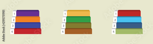 4 tier vector infographic illustrations set. Simple four tier infographics