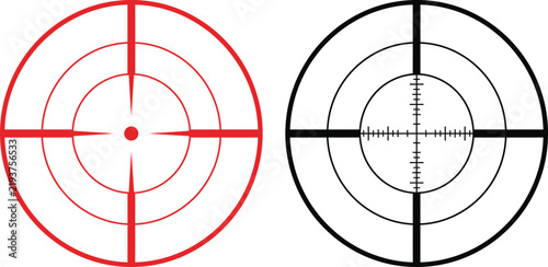Set of two different circular sniper rifle scope crosshair aim target icons