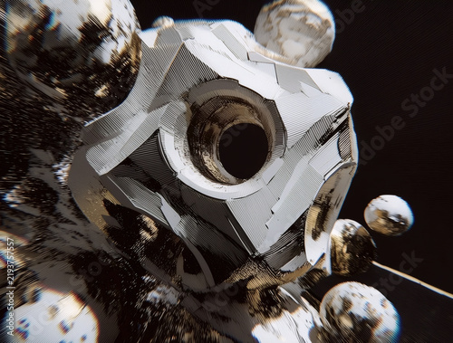 Futuristic Metallic Space Exploration Equipment Close Up