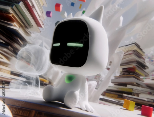 Cute AI Robot Moving Through a Futuristic Environment