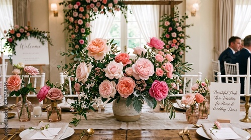 Pink rose centerpiece