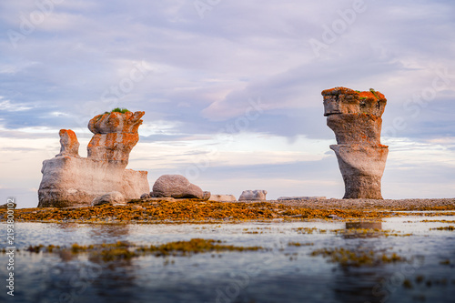 Wonderful Mingan archipelago monoliths at dusk on a summer evening, Côte-Nord, Quebec, Canada