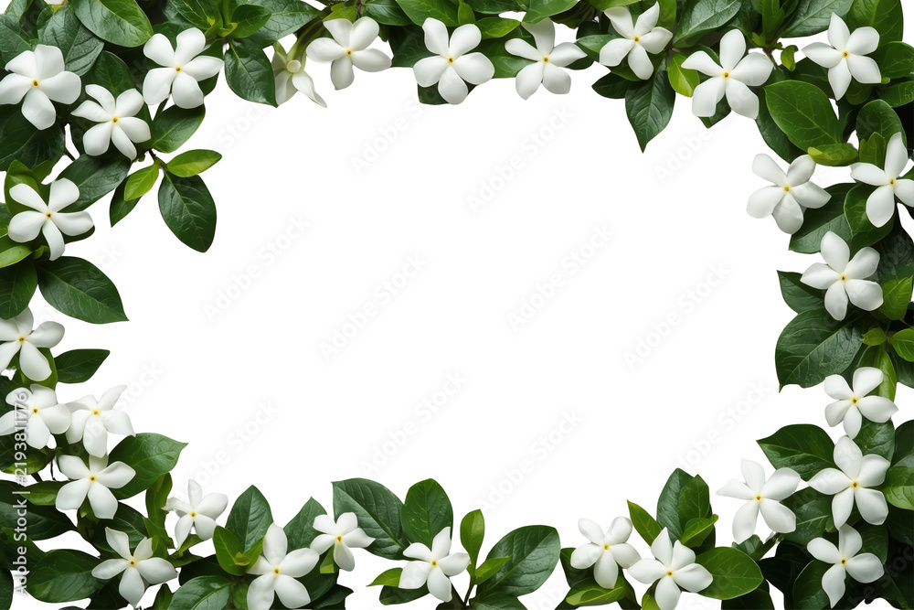 Fototapeta premium Dense jasmine flower frame with open center