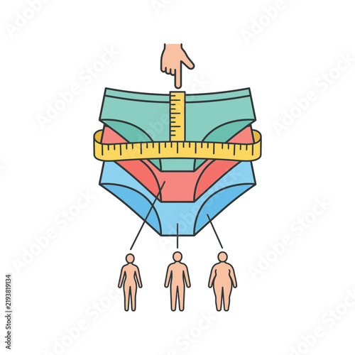 Obraz na plátně Underwear Size Selection Illustration for Diverse Body Shapes