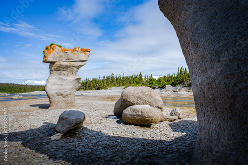 Wonderful Mingan archipelago monoliths on a summer sunny day, Côte-Nord, Quebec, Canada