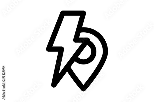 map thunder symbol icon. power lightning
