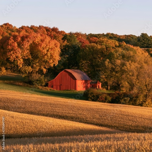 red barn in autumn