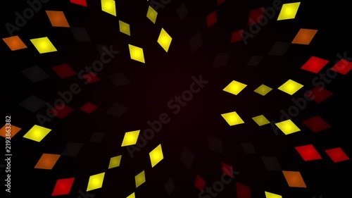 Glowing diamond shapes spin outward as a looping abstract background overlay