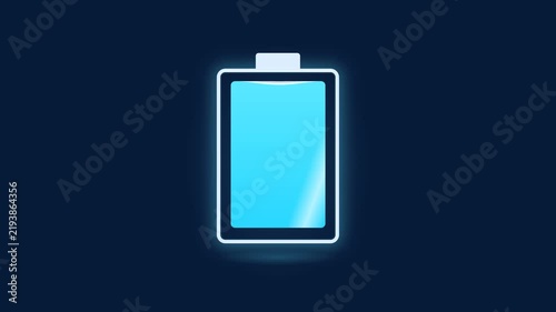 2D Minimal Energy Cell Battery Charging Animation with Luminous Cyan Fluid Loop