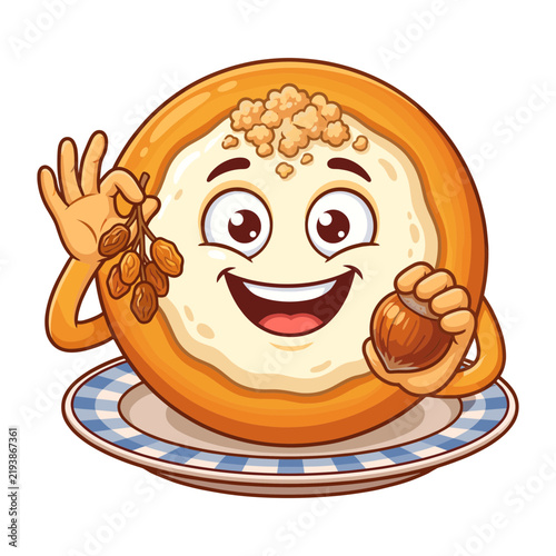 Funny Cartoon Dessert Character with Almonds and Hazelnuts  
