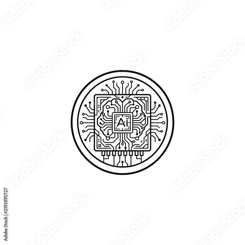Modern ai microchip circuit icon design