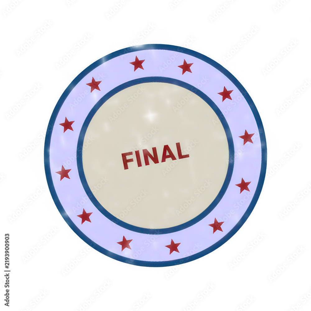 Fototapeta premium Colorful circular badge with final text in center isolated on transparent background
