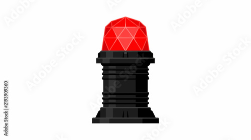 Warning Beacon: A black industrial beacon with a faceted red light atop, signaling a warning or alert, ready for use in a factory or construction setting.