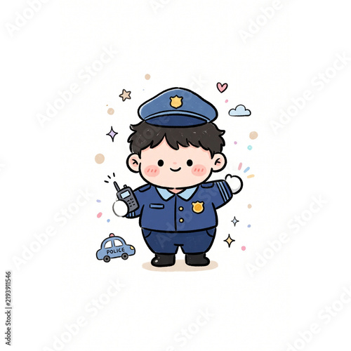 Fotografie AI Generated cute chibi police officer character