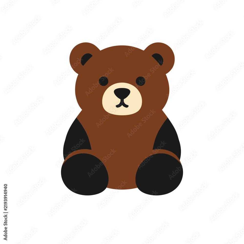 Fototapeta premium Cute Sitting Brown Bear Mascot Vector Icon