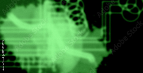 Fotografie Abstract digital glow pulses across a dark background