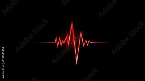 Red Heart Rate Monitor Pulse Waveform on Black Background for Medical and Health Related Concepts