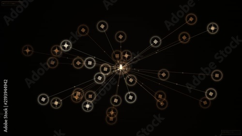 Glowing constellation network diagram with connecting lines on a dark background as a seamless looping overlay