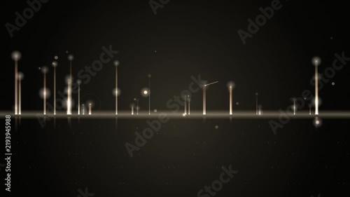 Glowing light particles form a seamless looping overlay against a dark minimalist background.