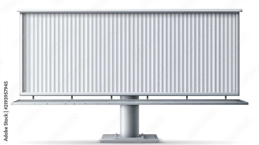 Obraz premium Empty silver billboard structure isolated on white background