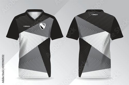 abstract black and gray sport jersey for football and soccer shirt template
