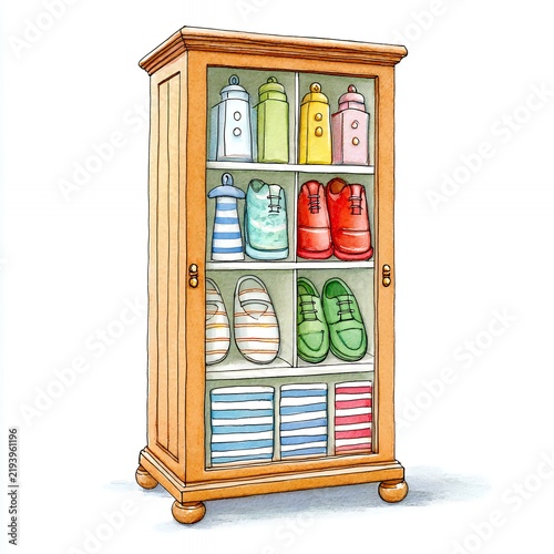 Organized Wooden Baby Items Storage Cabinet