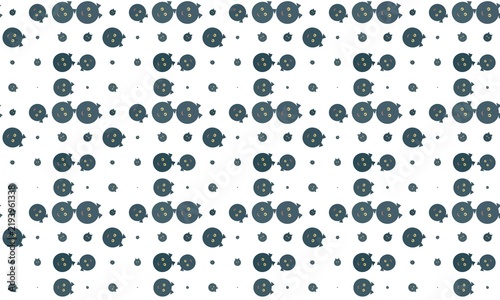 Abstract Pattern of Dark Circles and Dots on White Background.