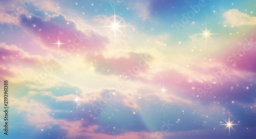 Pastel Dreamscape: Ethereal Clouds and Glimmering Stars