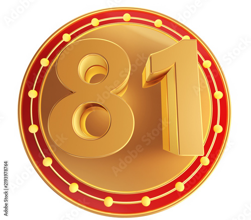 ?Modern 3D Number 81 Sign with Glowing Neon Circle