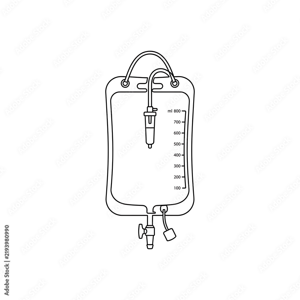 Fototapeta premium IV Bag Icon - Medical Infusion & Hospital Treatment Outline