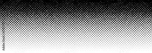 Rough defected halftone dot gradient. Uneven polka dot gradation texture. Fading comic pop art overlay backdrop. Vanishing dotted patern background. Repeated irregular raster manga wallpaper. Vector