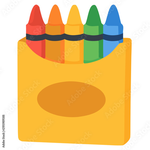 Colorful Crayons in Box School Supply Illustration