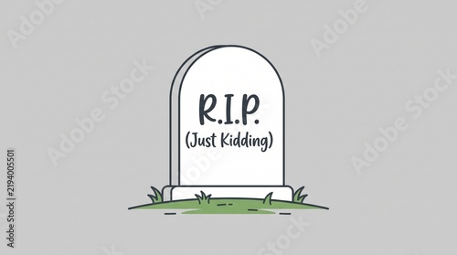 Obraz na plátne Humorous Cartoon Tombstone Illustration with R