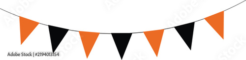 Black and orange halloween bunting flag on isolated transparent background 