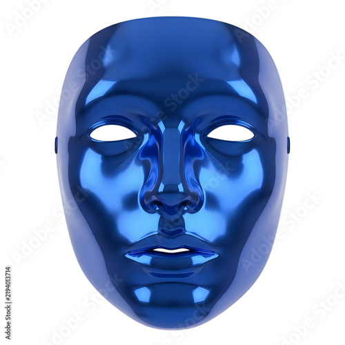 Blue futuristic mask with glowing eyes