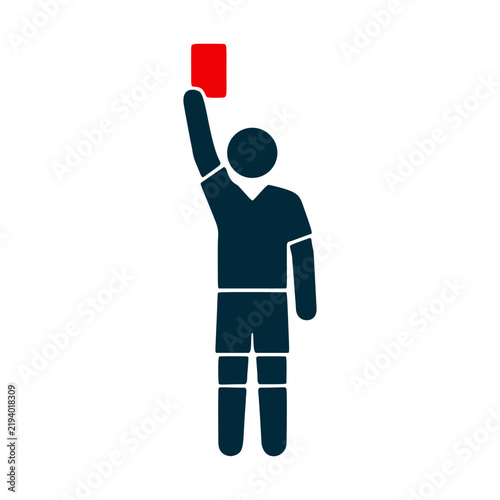 Foto Soccer referee showing red card for foul play.