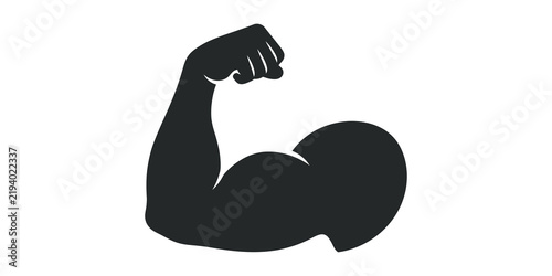 Obraz na plátně Muscular male arm flexing bicep silhouette for fitness and bodybuilding concept