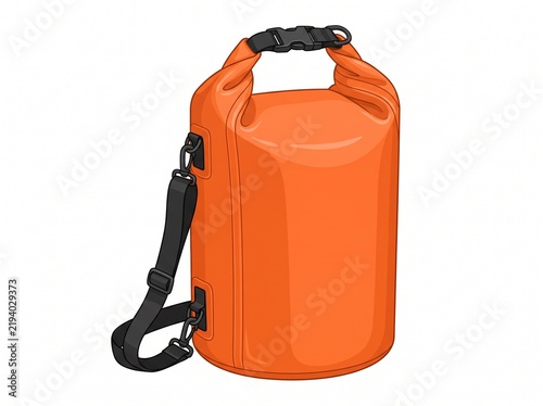 Waterproof roll top dry bag isolated on white for emergency preparedness flood evacuation camping and outdoor survival concepts, vector isolated on white