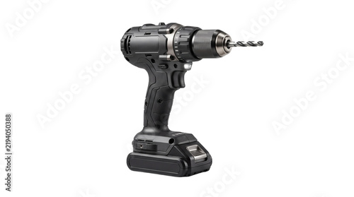 Cordless electric power drill with rechargeable battery, professional black impact driver for construction, handheld portable drilling machine for DIY isolated PNG with Transparent Background