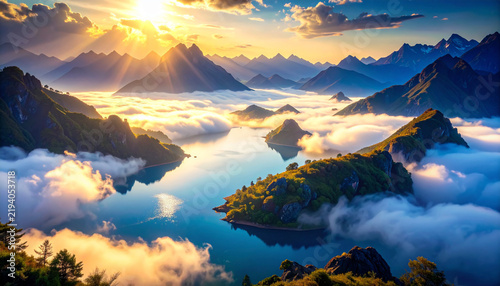 Heavenly Lake and Mountains