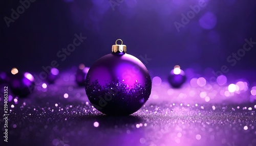 Purple bauble on glittery festive surface