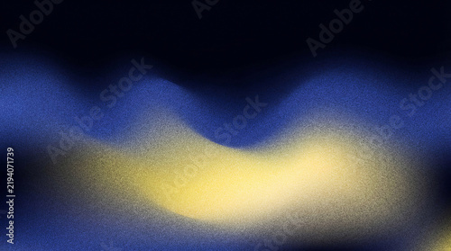 Abstract grainy noise vintage texture background featuring deep blue and bright yellow wave pattern